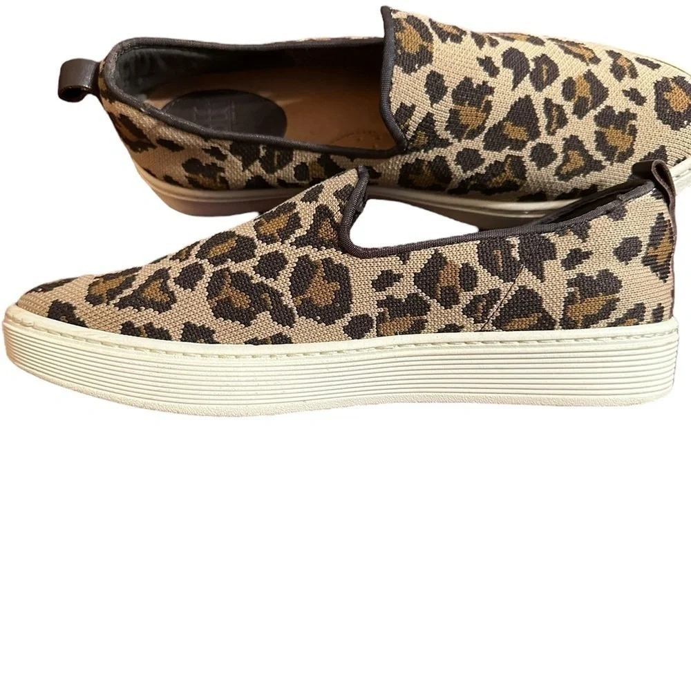 Sofft Leopard Tan Knit Print Somers Sneaker Slip-on Shoe - Picture 7 of 10
